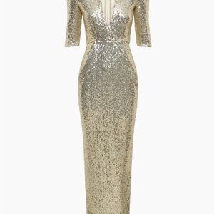 New Zhivago Metallic Gold Long Sleeve Dress